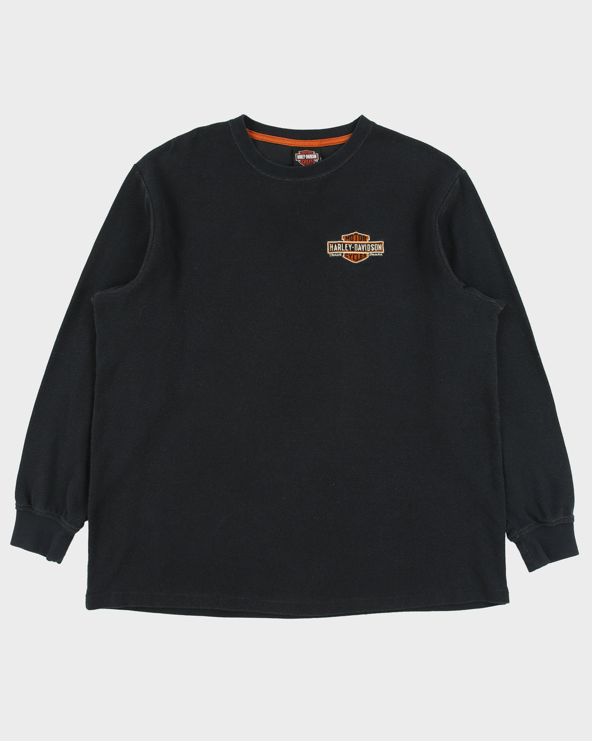 Vintage Harley Davidson Calgary Alberta Embroidered Long Sleeve Waffle Crewneck T-Shirt - L