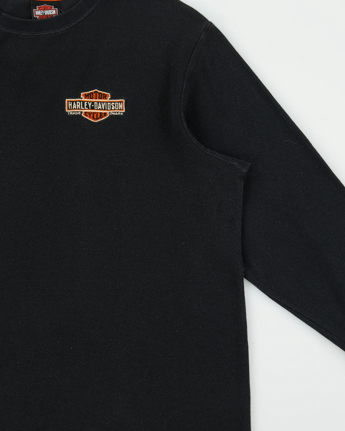 Vintage Harley Davidson Calgary Alberta Embroidered Long Sleeve Waffle Crewneck T-Shirt - L