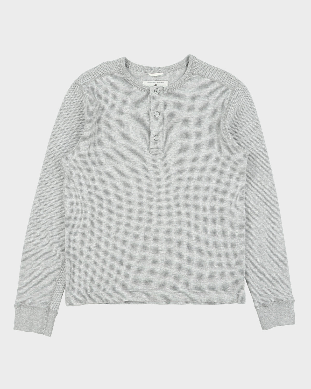 Reigning Champ Marl Grey Midweight Long Sleeve Crewneck Waffle T-Shirt - M