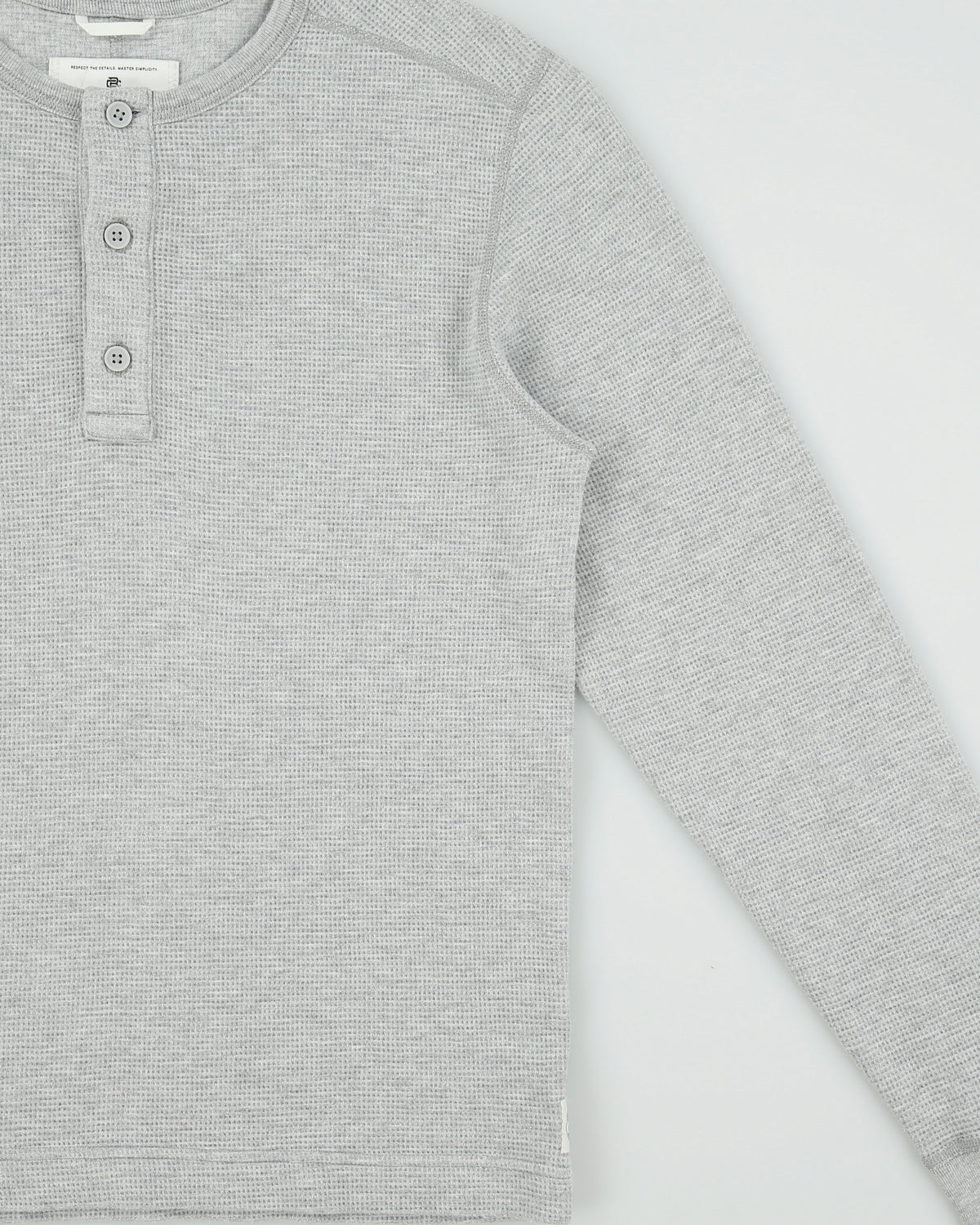 Reigning Champ Marl Grey Midweight Long Sleeve Crewneck Waffle T-Shirt - M