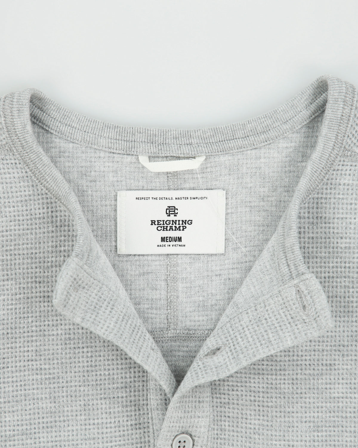 Reigning Champ Marl Grey Midweight Long Sleeve Crewneck Waffle T-Shirt - M