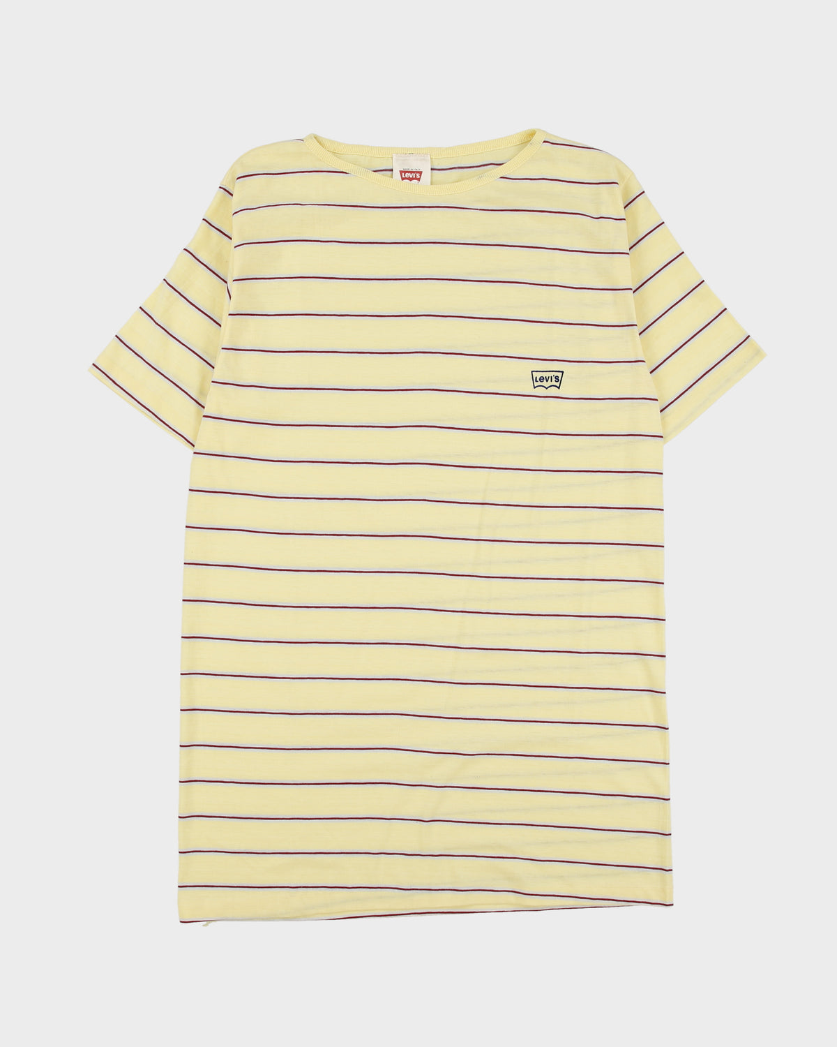 DS Vintage 1990' Levi's Red Batwing Made In Italy Striped Single Stitch Crewneck T-Shirt - L