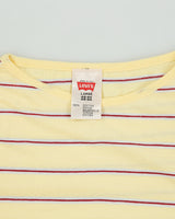 DS Vintage 1990' Levi's Red Batwing Made In Italy Striped Single Stitch Crewneck T-Shirt - L