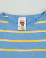 DS Vintage 1990' Levi's Red Batwing Made In Italy Striped Single Stitch Crewneck T-Shirt - XL