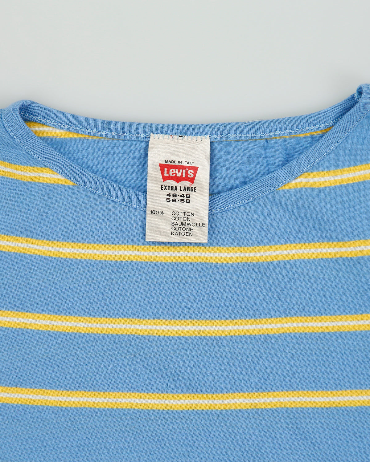 DS Vintage 1990' Levi's Red Batwing Made In Italy Striped Single Stitch Crewneck T-Shirt - XL
