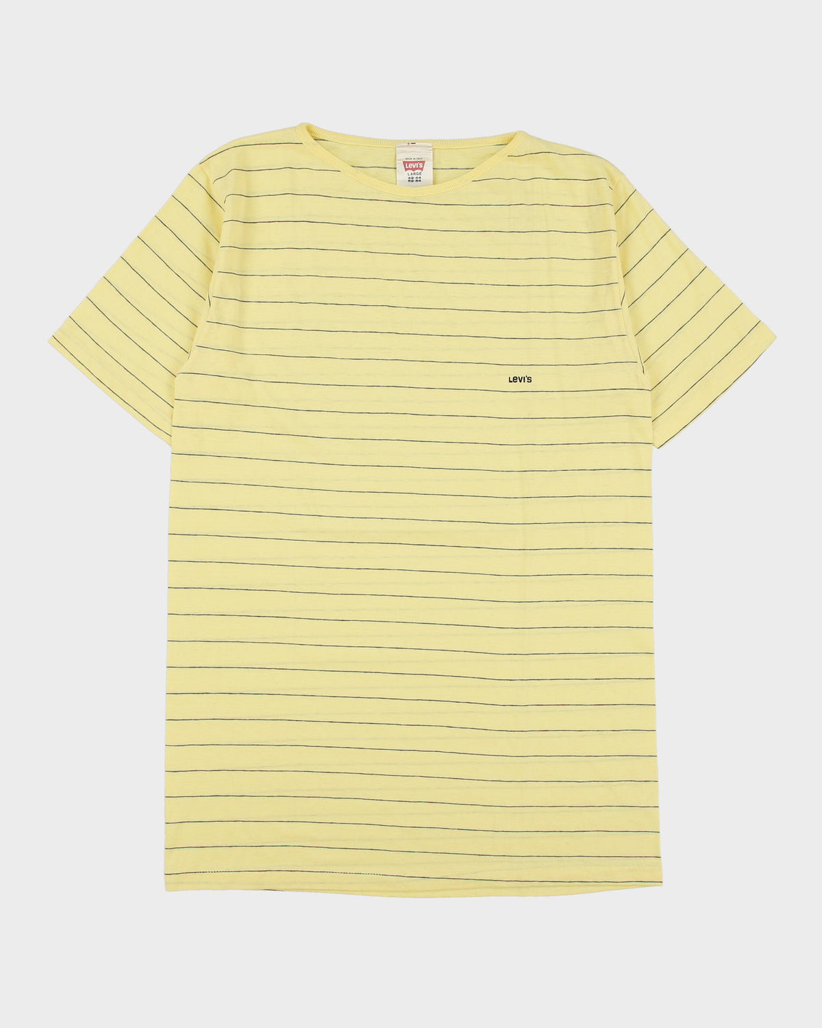 DS Vintage 1990' Levi's Red Batwing Made In Italy Striped Single Stitch Crewneck T-Shirt - L
