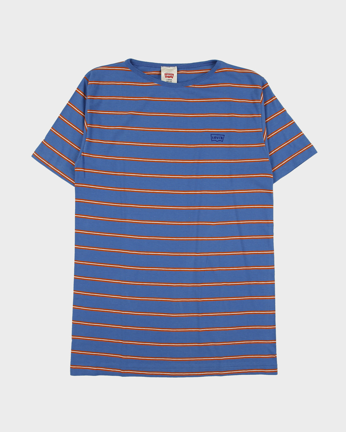 DS Vintage 1990' Levi's Red Batwing Made In Italy Striped Single Stitch Crewneck T-Shirt - L