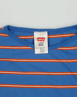 DS Vintage 1990' Levi's Red Batwing Made In Italy Striped Single Stitch Crewneck T-Shirt - L