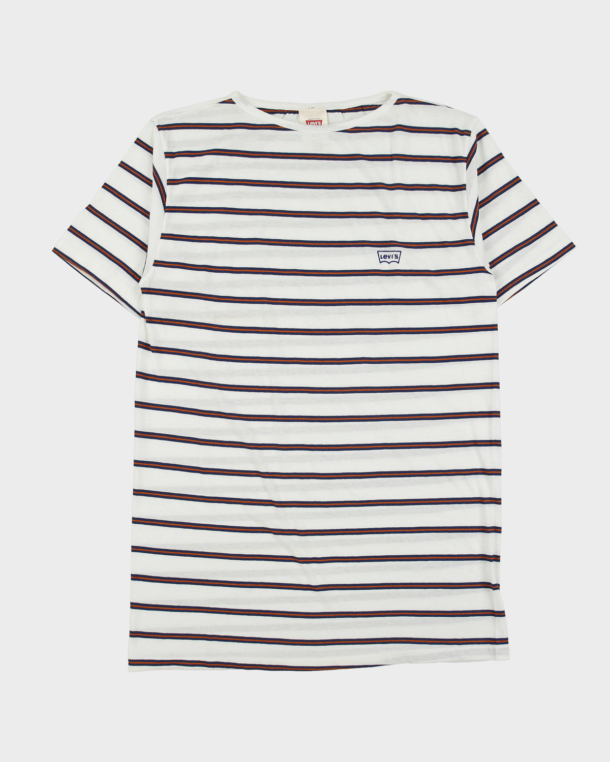 DS Vintage 1990' Levi's Red Batwing Made In Italy Striped Single Stitch Crewneck T-Shirt - L