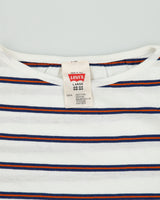 DS Vintage 1990' Levi's Red Batwing Made In Italy Striped Single Stitch Crewneck T-Shirt - L
