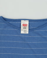 DS Vintage 1990' Levi's Red Batwing Made In Italy Striped Single Stitch Crewneck T-Shirt - L