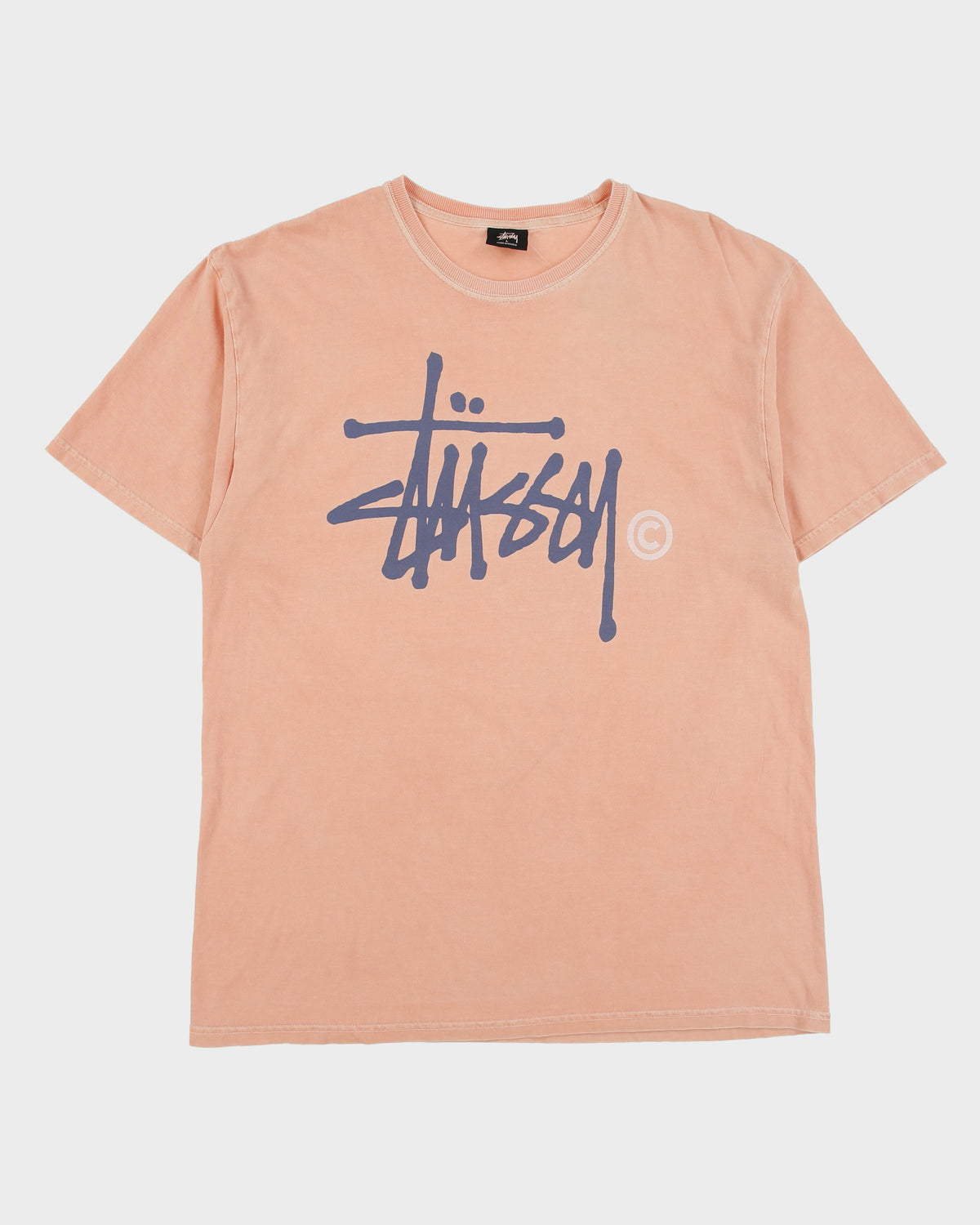 Vintage Stussy Salmon Stock Logo Heavyweight Crewneck T-Shirt - L