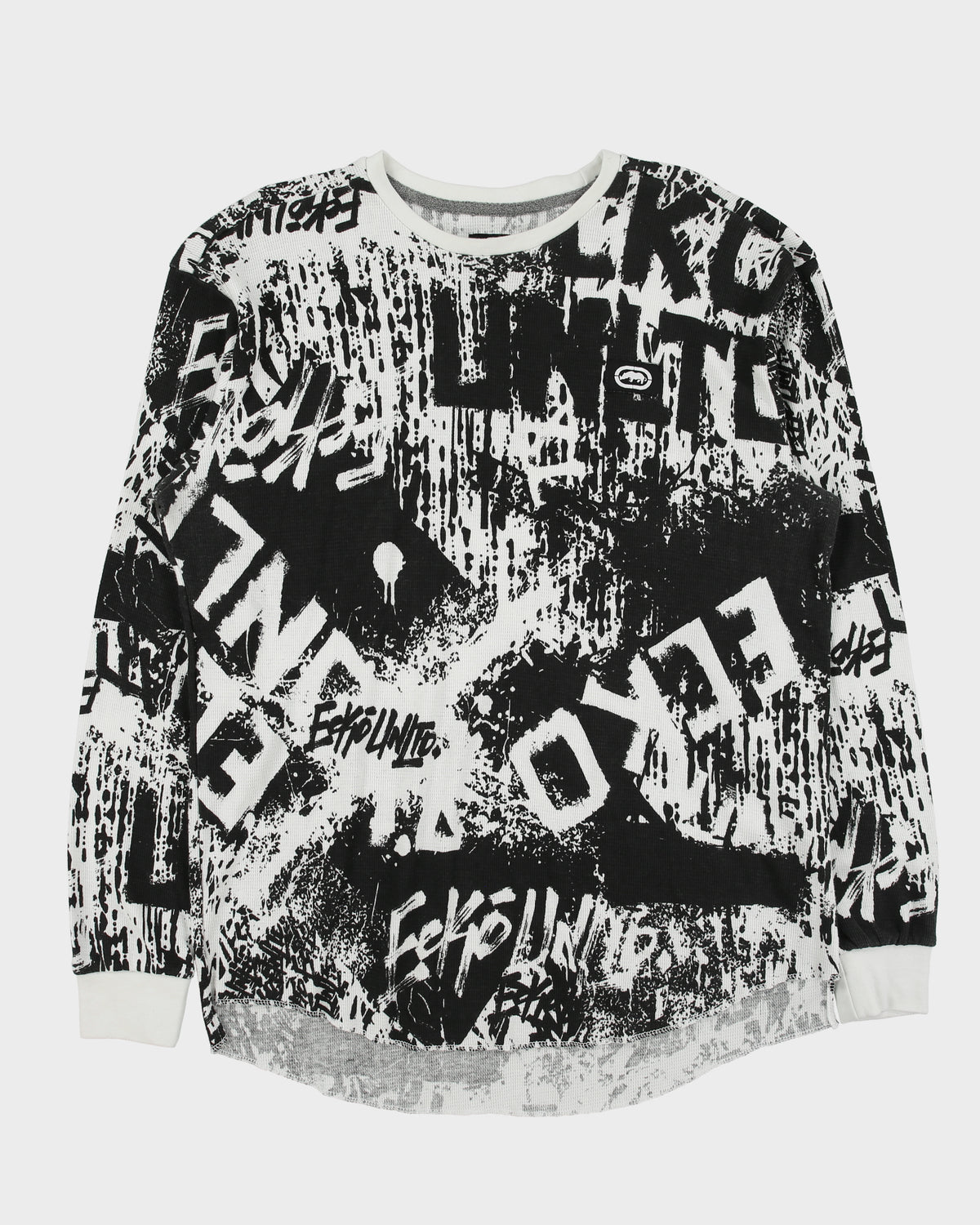 Vintage Y2K 00s Ecko UNLTD AOP Crewneck Long Sleeve Waffle T-Shirt - XL
