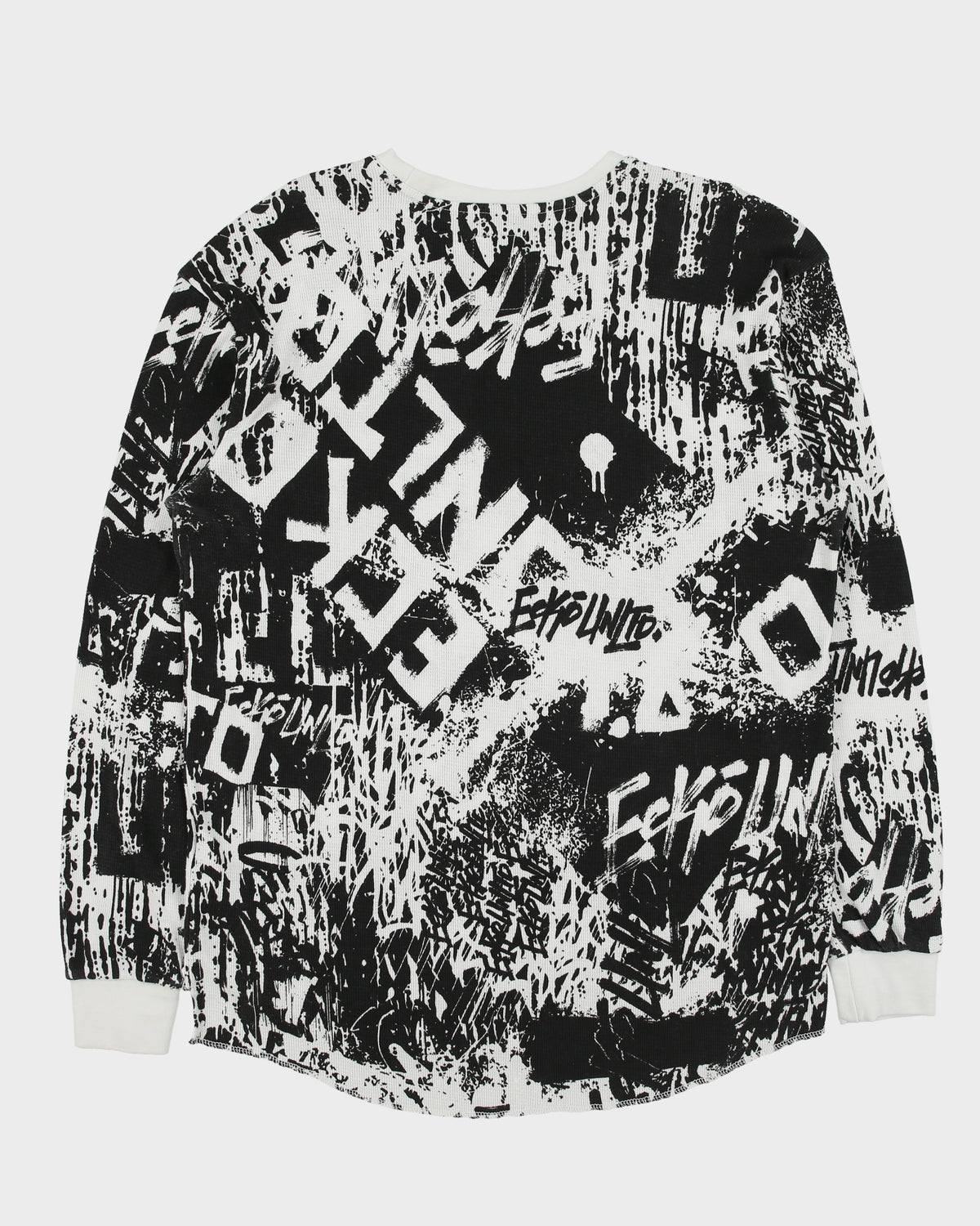 Vintage Y2K 00s Ecko UNLTD AOP Crewneck Long Sleeve Waffle T-Shirt - XL