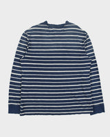 Vintage Polo Ralph Lauren Washed Indigo Striped Long Sleeve Crewneck Henley T-Shirt - XL