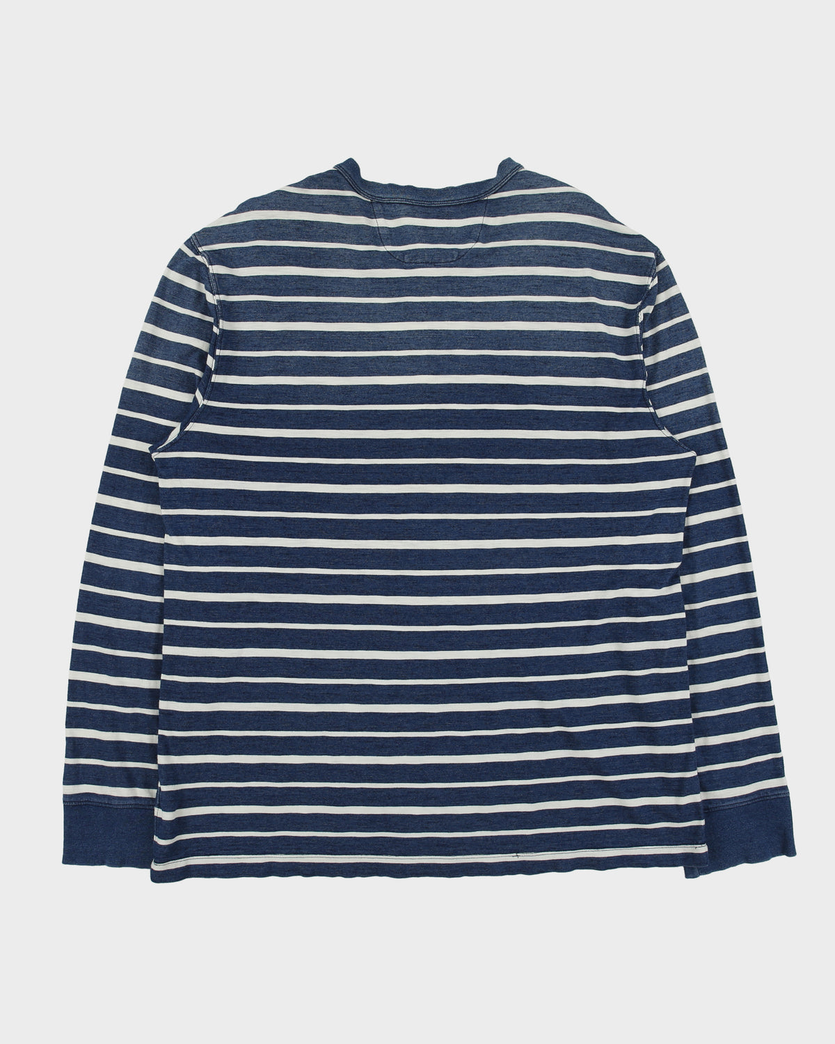 Vintage Polo Ralph Lauren Washed Indigo Striped Long Sleeve Crewneck Henley T-Shirt - XL
