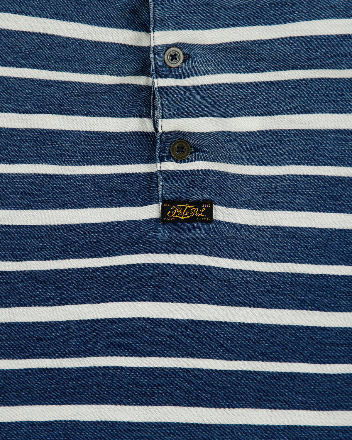 Vintage Polo Ralph Lauren Washed Indigo Striped Long Sleeve Crewneck Henley T-Shirt - XL