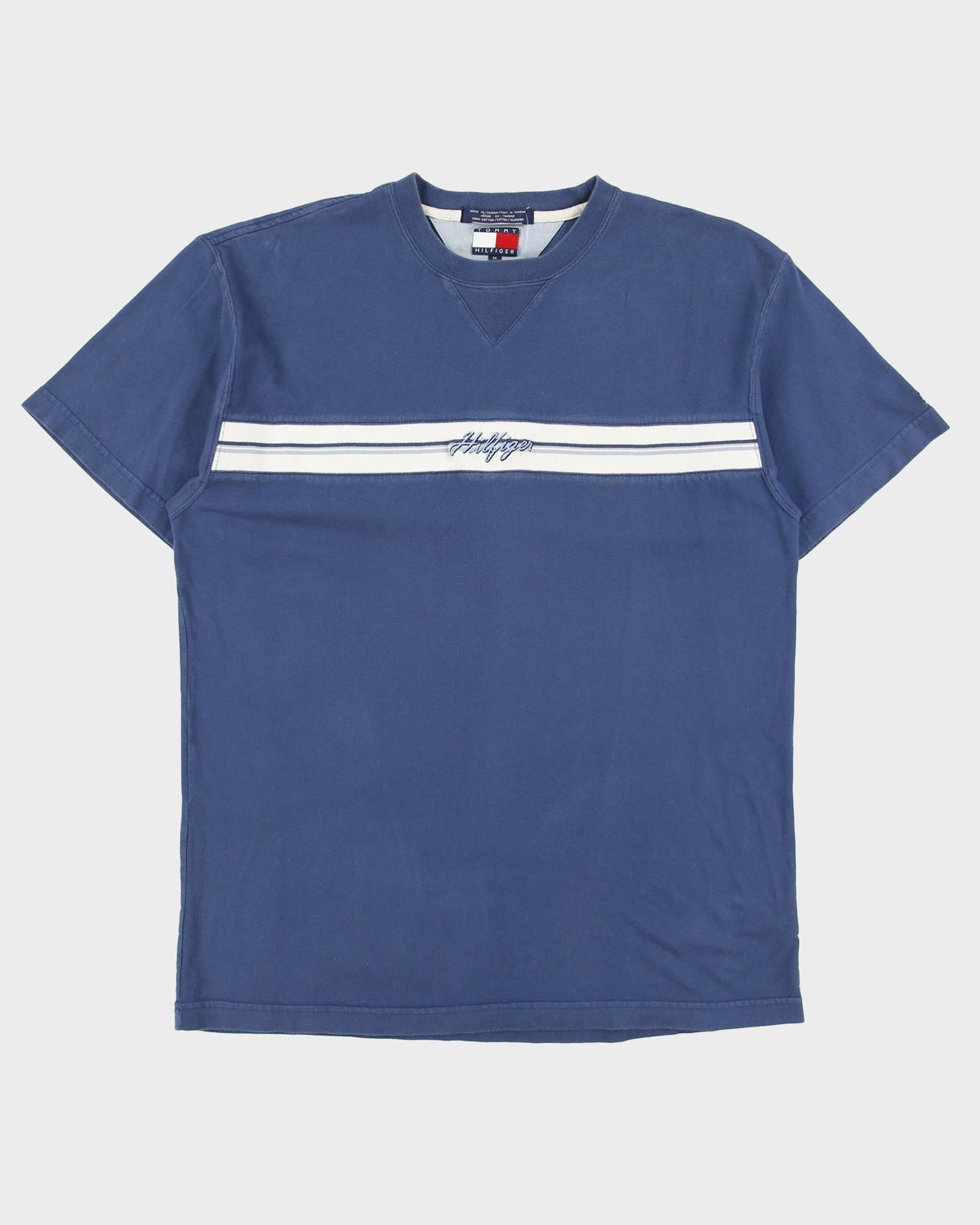 Vintage 2000' Y2K Tommy Hilfiger Rib Embroidered Heavyweight Crewneck T-shirt - M