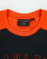 Vintage Harley Davidson Stitched Spell Out Crewneck Waffle T-Shirt - XL