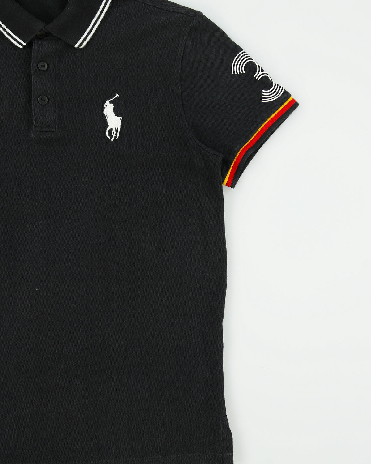 Vintage Polo Ralph Lauren Germany Football Big Pony Custom Slim Fit Short Sleeve Polo Shirt - M