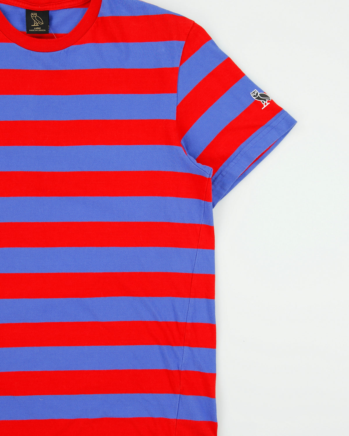 October's Very Own OVO Heavyweight Striped Made In Canada Crewneck T-Shirt - L