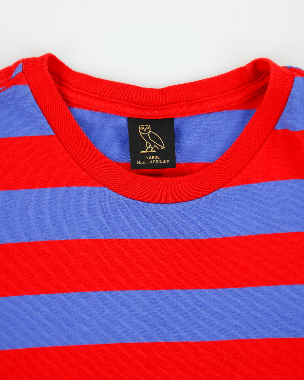October's Very Own OVO Heavyweight Striped Made In Canada Crewneck T-Shirt - L