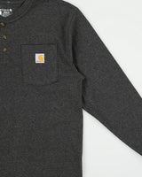 Vintage Carhartt Marl Grey Heavyweight Loose Fit Long Sleeve Henley T-Shirt - M