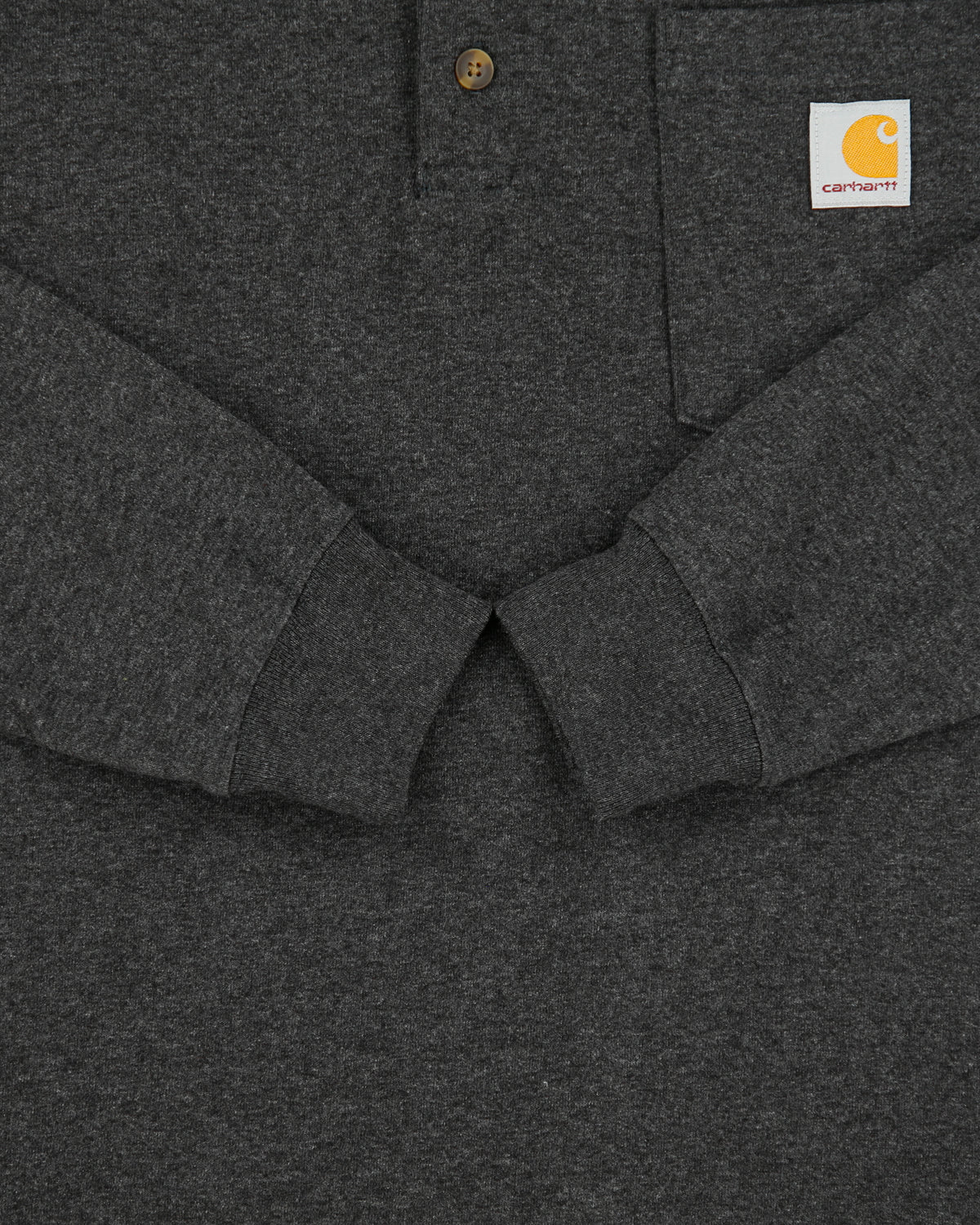 Vintage Carhartt Marl Grey Heavyweight Loose Fit Long Sleeve Henley T-Shirt - M