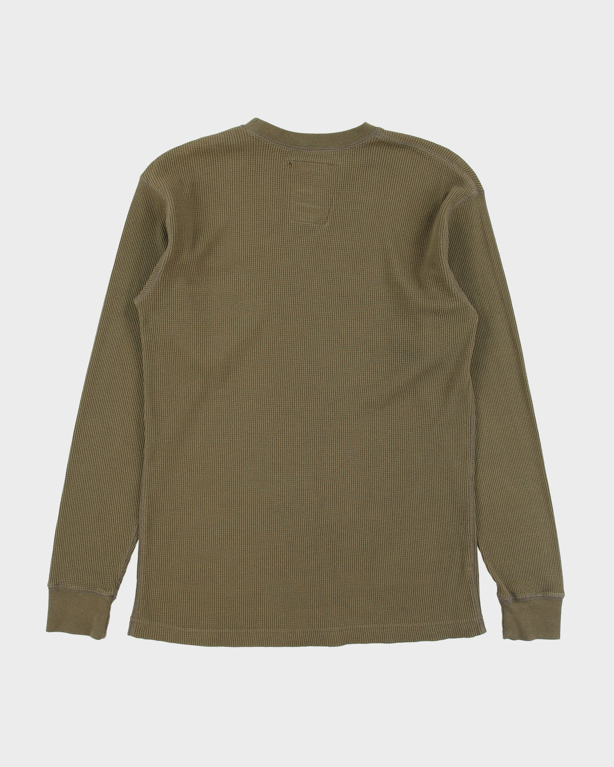 Vintage Y2K 00s Billabong Khaki Heavyweight Long Sleeve Crewneck Waffle T-Shirt - M