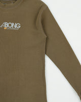 Vintage Y2K 00s Billabong Khaki Heavyweight Long Sleeve Crewneck Waffle T-Shirt - M