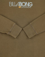 Vintage Y2K 00s Billabong Khaki Heavyweight Long Sleeve Crewneck Waffle T-Shirt - M