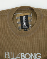 Vintage Y2K 00s Billabong Khaki Heavyweight Long Sleeve Crewneck Waffle T-Shirt - M