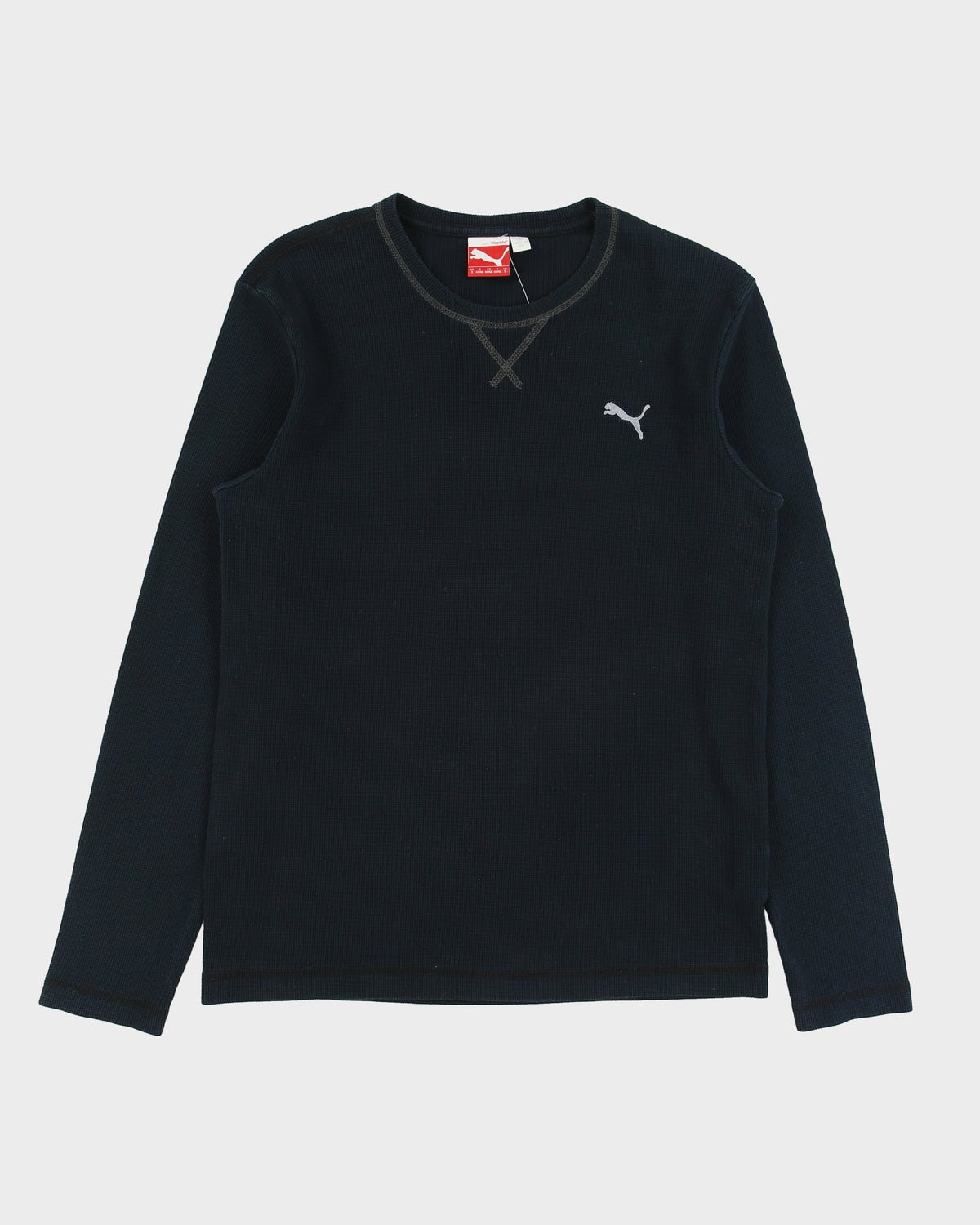 Vintage Puma Heavyweight Embroidered Long Sleeve Crewneck Waffle T-Shirt - S