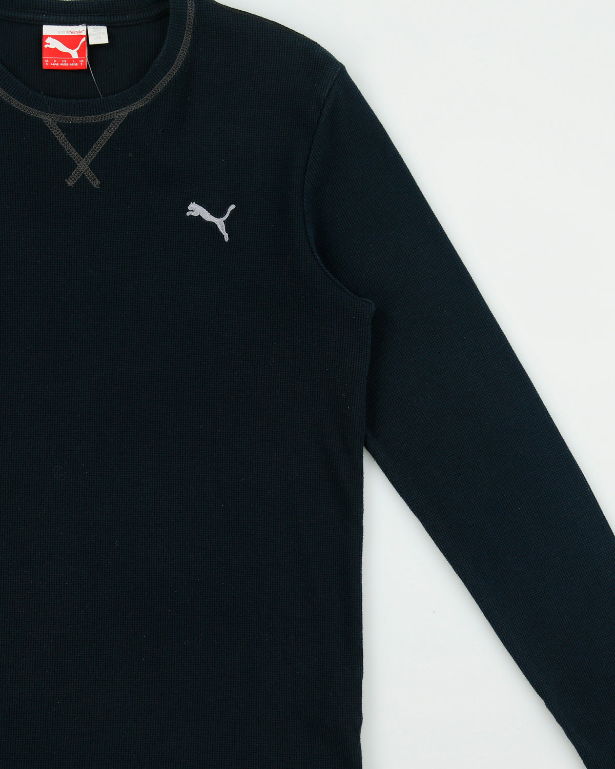 Vintage Puma Heavyweight Embroidered Long Sleeve Crewneck Waffle T-Shirt - S