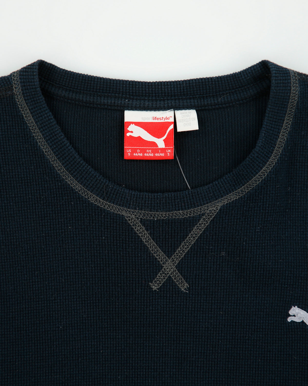 Vintage Puma Heavyweight Embroidered Long Sleeve Crewneck Waffle T-Shirt - S