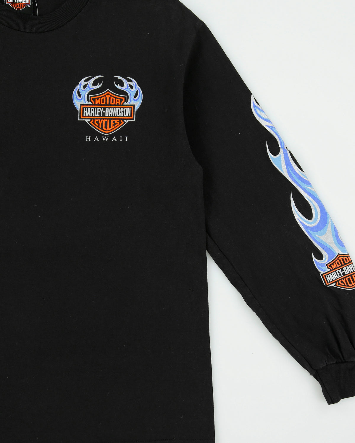 Vintage Harley Davidson Honolulu Hawaii Heavyweight Flames Long Sleeve Crewneck T-Shirt - M