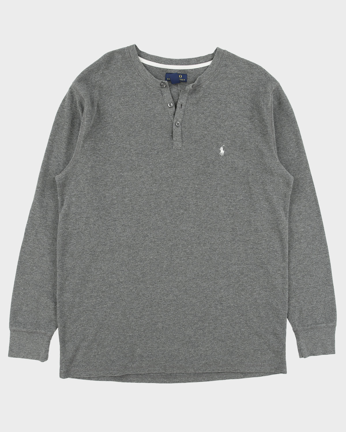 Polo Ralph Lauren Marl Grey Long Sleeve Waffle Henley T-Shirt - XL