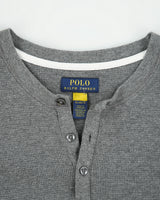 Polo Ralph Lauren Marl Grey Long Sleeve Waffle Henley T-Shirt - XL