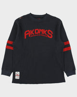 Vintage Y2K 00s Akademiks Heavyweight Patch Embroidered Crewneck Long Sleeve Waffle T-Shirt - XL