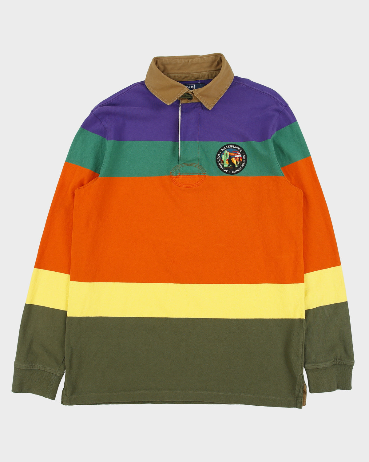 Polo Ralph Lauren Striped Polo Sportsman Expedition Classic Fit Long Sleeve Rugby Shirt - M
