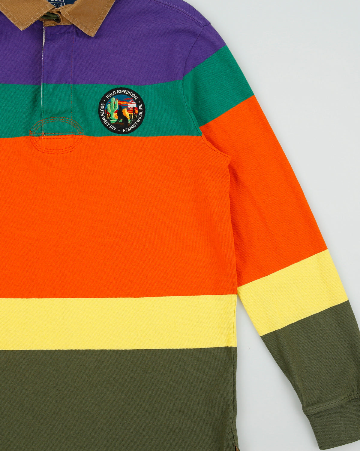 Polo Ralph Lauren Striped Polo Sportsman Expedition Classic Fit Long Sleeve Rugby Shirt - M