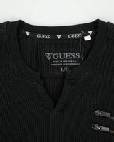 Vintage Y2K Guess Heavyweight Long Sleeve Notch Neck Zipper Waffle T-Shirt - L