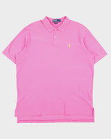 Vintage Y2K 00s Polo Ralph Lauren Hot Pink Classic Short Sleeve Polo Shirt - XL