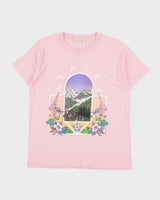 Vintage 1987 Prairie Mountain Alaska Baby Pink Screen Stars Single Stitch Made In USA Crewneck T-Shirt - XL