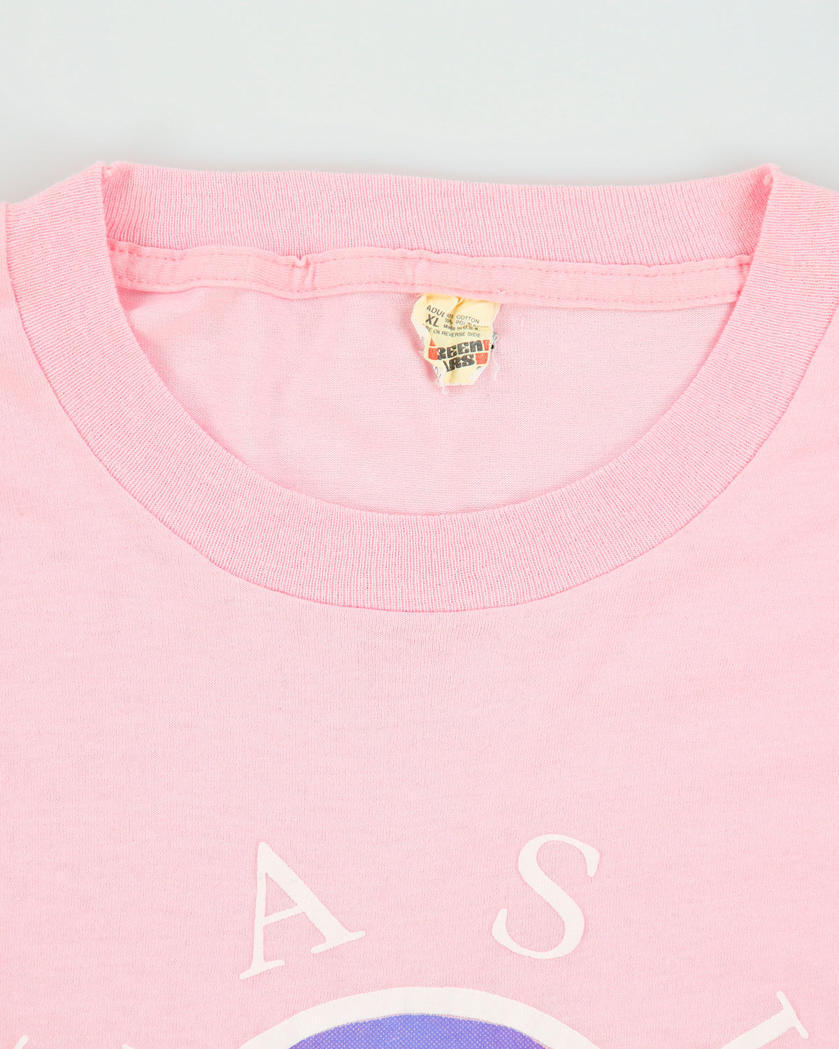 Vintage 1987 Prairie Mountain Alaska Baby Pink Screen Stars Single Stitch Made In USA Crewneck T-Shirt - XL