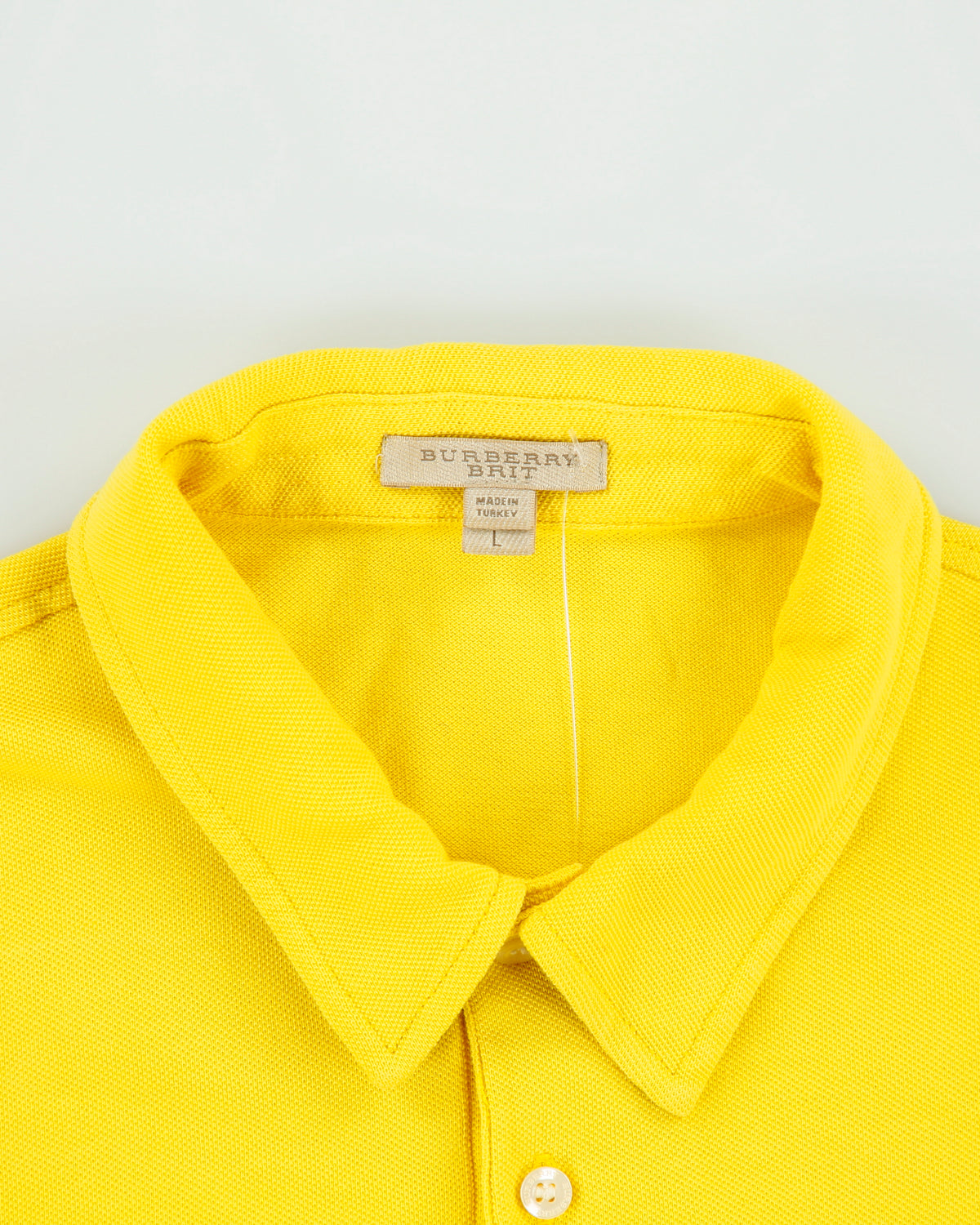 Vintage Burberry Brit Nova Check Collar Classic Pique Short Sleeve Polo Shirt - L