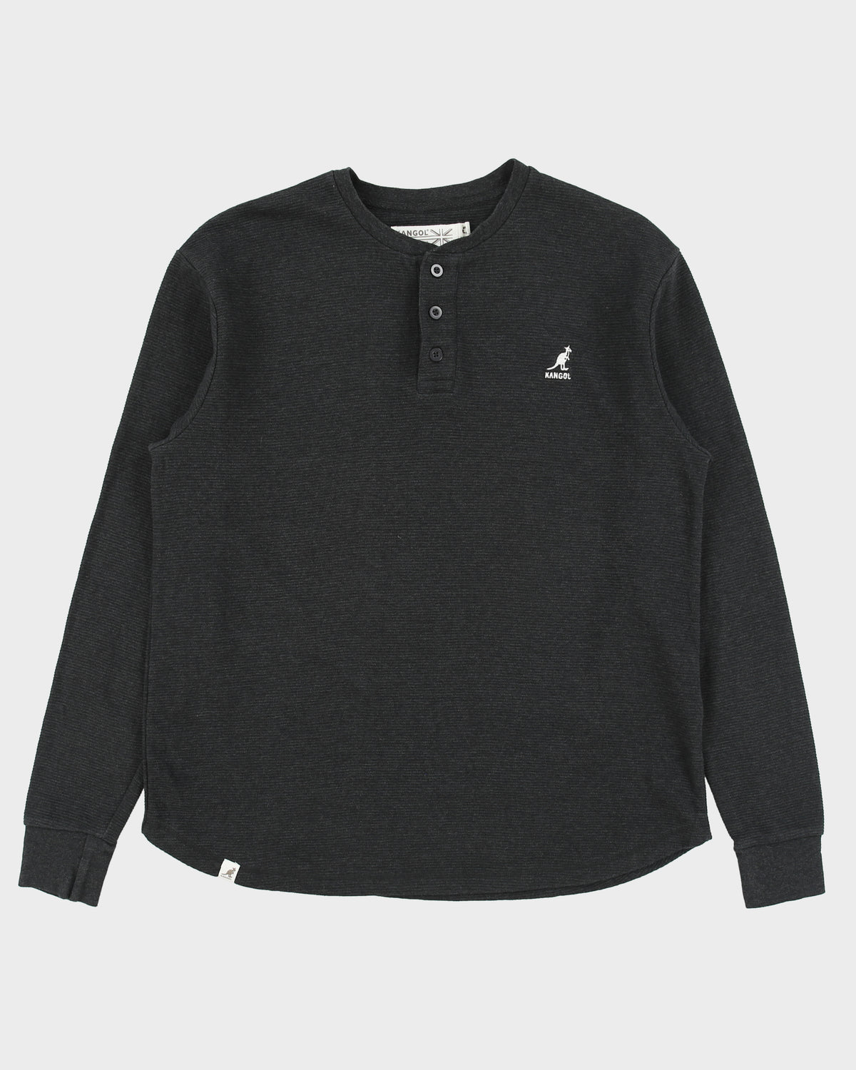 Vintage Y2K 00s Kangol Heavyweight Embroidered Long Sleeve Henley Waffle T-Shirt - L
