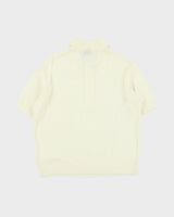 Vintage 1970s White Ram Pale Yellow Open Knit Made In Canada Short Sleeve Polo Shirt - M