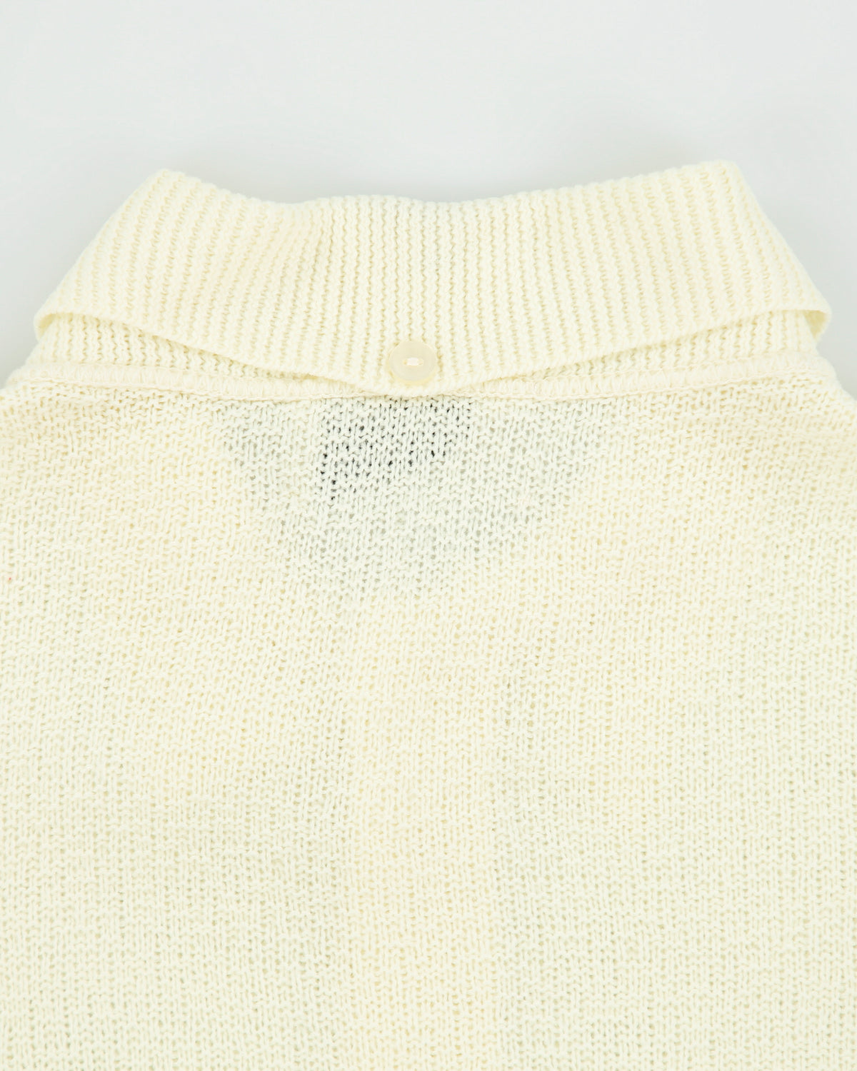 Vintage 1970s White Ram Pale Yellow Open Knit Made In Canada Short Sleeve Polo Shirt - M