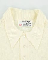 Vintage 1970s White Ram Pale Yellow Open Knit Made In Canada Short Sleeve Polo Shirt - M